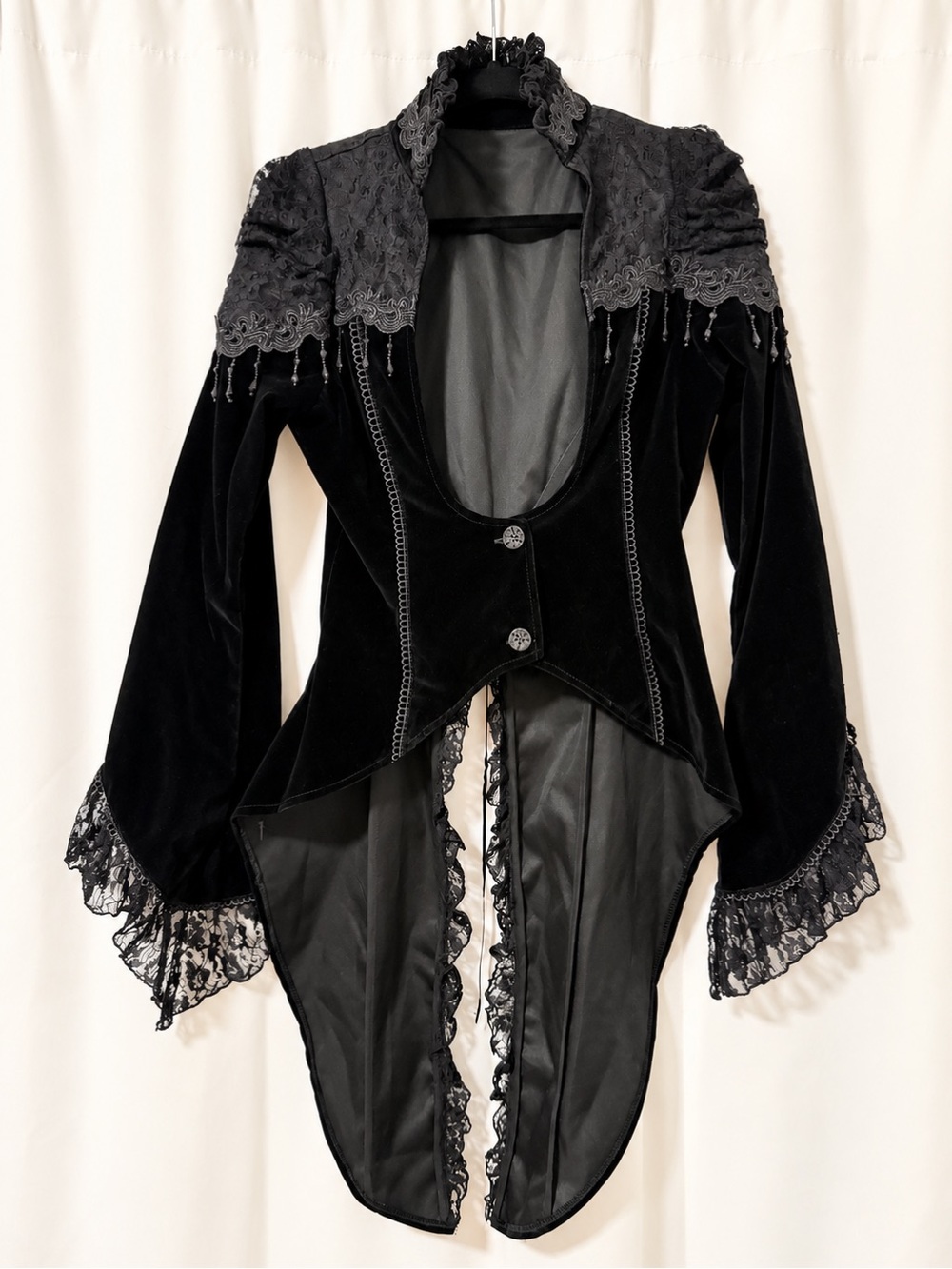 Spirit Halloween Gothic Victorian Black Velvet Lace Jacket Bolero